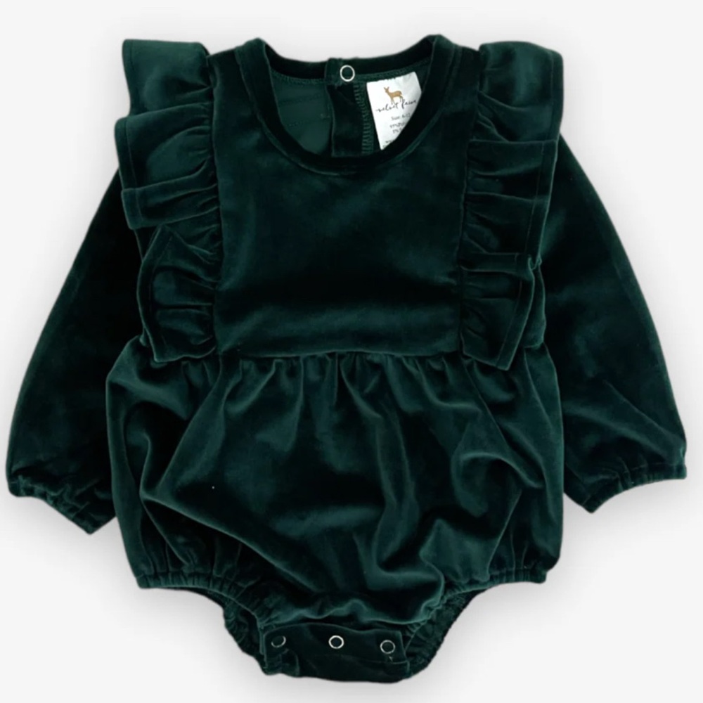 Velvet Fawn | Vivian Bubble || Evergreen Velvet | Size 18-24 mo.